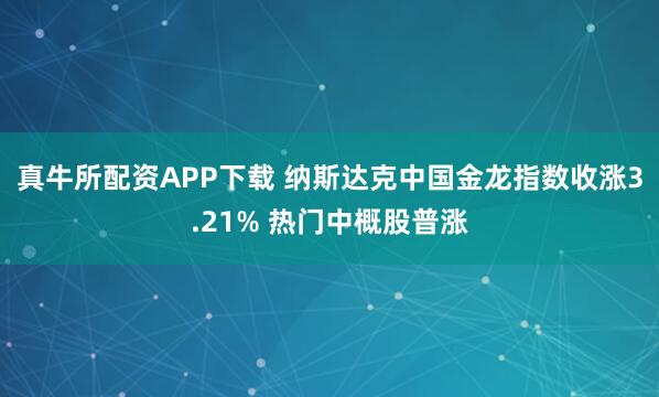 真牛所配资APP下载 纳斯达克中国金龙指数收涨3.21% 热门中概股普涨
